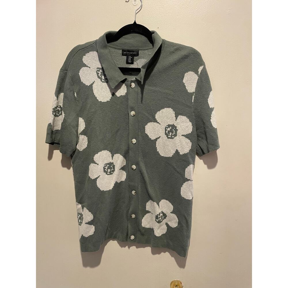 Art of Rhetoric green floral print retro Grandpa button down size Medium